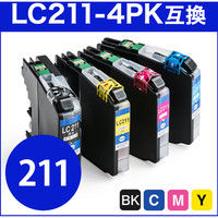 ブラザー（brother）用 互換インク LC211-4PK互換 4色パック 300-LC2114P 1個（直送品）