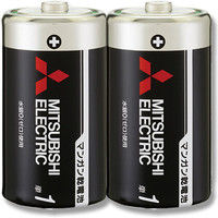 【ケース販売】三菱電機 マンガン電池 R20PUD/2Sマンガン単1黒 007596310  1ケース(2本入×10パック)（直送品）