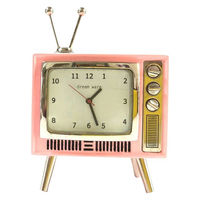 【アウトレット】ルイシャロン アンティーク調テレビ角型置き時計 1台 ピンク TV-001PK1