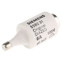 シーメンス ボトルヒューズ Diazed Siemens， 定格電流 6A DII， 500V ac 5SB231 1ロット（5個）（直送品）