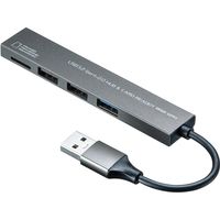 サンワサプライ USB 3.2 Gen1+USB2.0 コンボ　スリムハブ(カードリーダー付き） USB-3HC319S 1個（直送品）