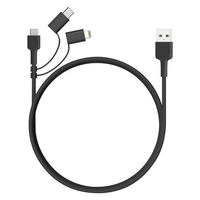 USBケーブル 1.2m Impulse 3in1 [A to Lightning/C/micro] CB-BAL5-BK 1本 AUKEY
