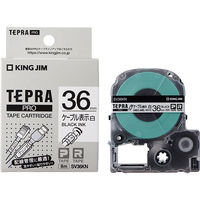 キングジム　テプラ　PROテープ　ケーブル表示　36mm　白ラベル（黒文字）　1個（8m巻）　SV36KN（わけあり品）