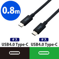 USB4ケーブル 0.8m Type-Cオス-Type-Cオス PD対応/40Gbps USB4-CC5P08BK 1本 エレコム