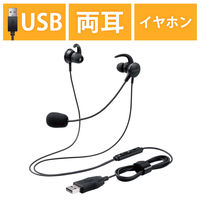 エレコム マイクアーム付インナーイヤー/両耳/USB/ブラック HS-EP15UBK 1個