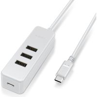 エレコム USB Type C ハブ/USB2.0/USB-Aメス3ポート/PD対応Type-C1ポート/ケーブル30cm/ホワイト U2HC-T431PWH