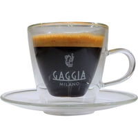 GAGGIA GAGGIAロゴ入り デミタスカップ＆ソーサ—2客セット 1箱（2客入）（直送品）