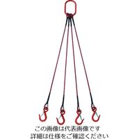 TRUSCO 4本吊玉掛ワイヤーロープスリング（カラー被覆付）アルミロックタイプ 赤透明1M 収縮カバー付 216-7112（直送品）
