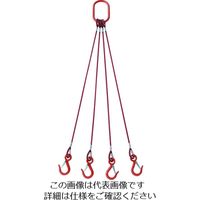 TRUSCO 4本吊玉掛ワイヤーロープスリング（カラー被覆付）アルミロックタイプ 赤透明1M TWSP4P6S1 216-8591（直送品）