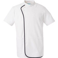 KAZEN（カゼン） メンズジャケット半袖 056 ホワイト×ネイビー 4L 医療白衣 1枚（直送品）