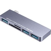 サンワサプライ USB Type-Cハブ（カードリーダー付き） USB-3TCHC18GY 1個（直送品）