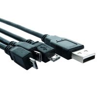 RS PRO USBケーブル オスUSB A → オス Micro B x 3 USB 2.0 182-8909（直送品）