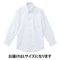 【アウトレット】ワイシャツ　長袖　紳士ボタンダウンビジネスシャツ（白ストライプ）L イージーケア LOST-001-L 1セット（2枚） AWJ