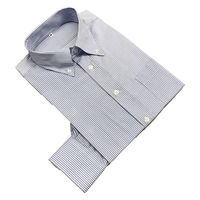 【アウトレット】ワイシャツ　長袖　紳士ボタンダウンビジネスシャツ（ブルーストライプ）L イージーケア LOST-003-L 1セット（2枚） AWJ
