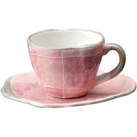 アースモス 美濃焼 和風コーヒーカップ ピンク色十草タタラコーヒーC／S ［190cc］ （2個入）（直送品）