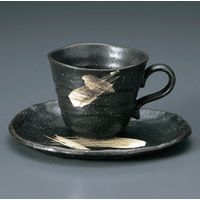 アースモス 美濃焼 和風コーヒーカップ さざ波黒コーヒーC／S ［170cc］ （4個入）（直送品）