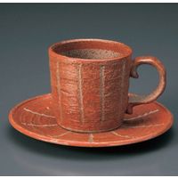 アースモス 美濃焼 和風コーヒーカップ 彫トクサ（赤）コーヒーC／S ［160cc］ （2個入）（直送品）