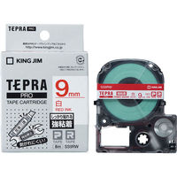 キングジム テプラ PROテープ 強粘着 9mm 白ラベル（赤文字） 1個 SS9RW（わけあり品）