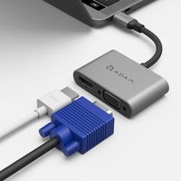 USB Tyoe-C ＶＧＡ/ＨＤＭＩ変換マルチディスプレイアダプター グレー １本でＨＤＭＩとＶＧＡどちらにも対応するマルチディスプレイアダプター（直送品）