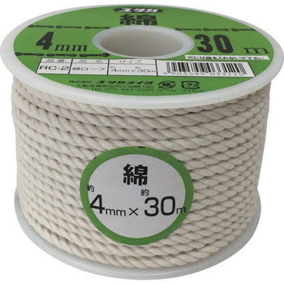 ユタカメイク（Yutaka） ユタカメイク ロープ 綿ロープボビン巻 4φ×30m RC-2 1巻（30m） 367-6439（直送品）