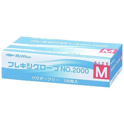 共和　ミリオン フレキシグローブ No.2000　パウダーフリー　プラスチック　Mサイズ　LH-2000-M　1箱（100枚入）（使い捨てグローブ）