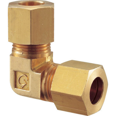 フジトク 黄銅製ユニオンエルボ Φ6 銅管用 くい込み継手 GLI-6B 1個 252-0206（直送品）