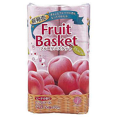 トイレットペーパー　12ロール×8パック　再生紙　ピーチの香り　ダブル　30m　Fruit Basket　1箱（96個：12ロール×8パック入）　 丸富製紙