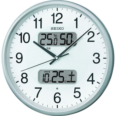 SEIKO（セイコー）掛け時計 [電波 ステップ 温湿度 カレンダー] 直径350mm KX383
