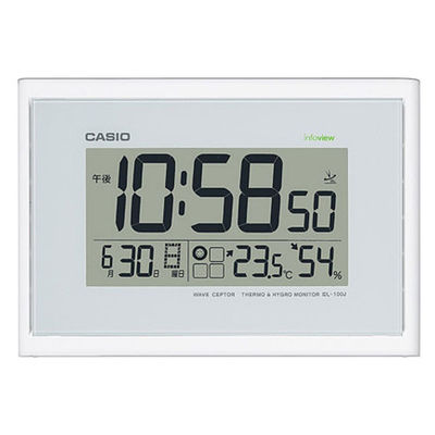 CASIO（カシオ）置き掛け時計 [電波 温湿度 カレンダー 生活環境表示] 260×91×196mm IDL-100J-7JF 1個（取寄品）
