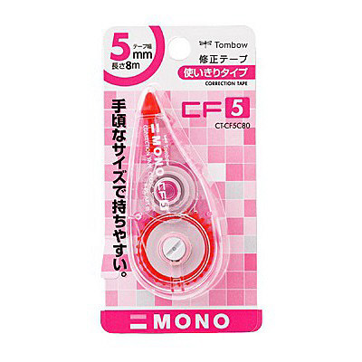 トンボ鉛筆【MONO】修正テープ 使いきりタイプ モノCF5 5mm×8m ピンク CT-CF5C80　5個　（直送品）