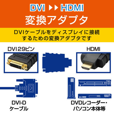 アスクル】DVI-D[メス] - HDMI[オス] 変換アダプター AD-DTH エレコム 