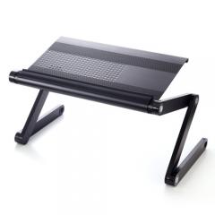 ＜LOHACO＞ 折りたたみ テーブル アルミ製 高さ・角度調節 ローデスク パソコンテーブル 100-MR062BK画像