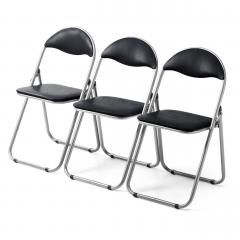 ＜LOHACO＞ パイプ椅子 3脚セット ブラック 150-SNC122BK画像