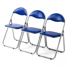 ＜LOHACO＞ パイプ椅子 3脚セット ブルー 150-SNC122BL画像