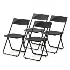 ＜LOHACO＞ 薄型 折りたたみ椅子 4脚セット ブラック 150-SNCH006BK画像