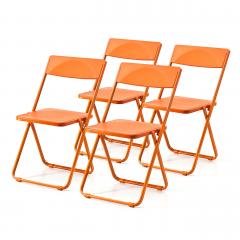 ＜LOHACO＞ 薄型 折りたたみ椅子 4脚セット オレンジ 150-SNCH006D画像