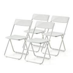 ＜LOHACO＞ 薄型 折りたたみ椅子 4脚セット ホワイト 150-SNCH006W画像