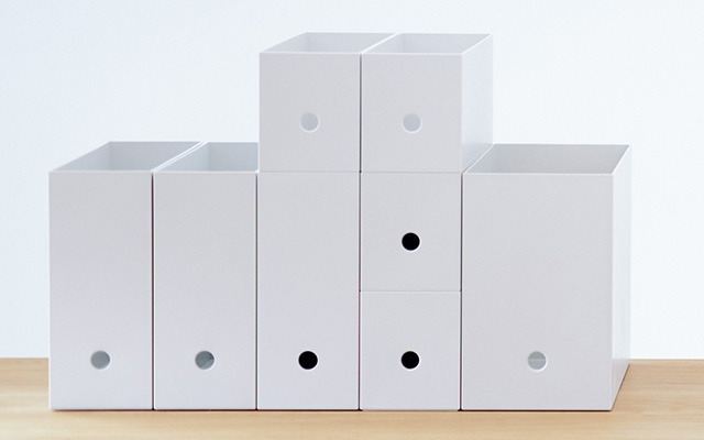 LOHACO 無印良品 ポリプロピレンスタンドファイルボックス ワイド A4用 ホワイトグレー 約幅15×奥行27.6×高さ31.8cm 良品計画