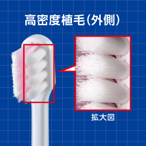 歯磨き＆歯ぐきマッサージには、外側の植毛：高密度植毛