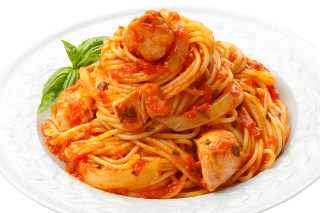 【おすすめレシピ1】鮭と玉ねぎのトマトスパゲティ